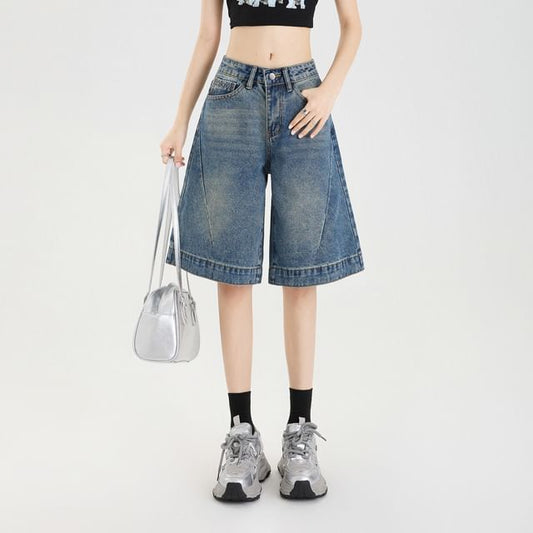 Rise Washed Mid Leg Wide Jorts