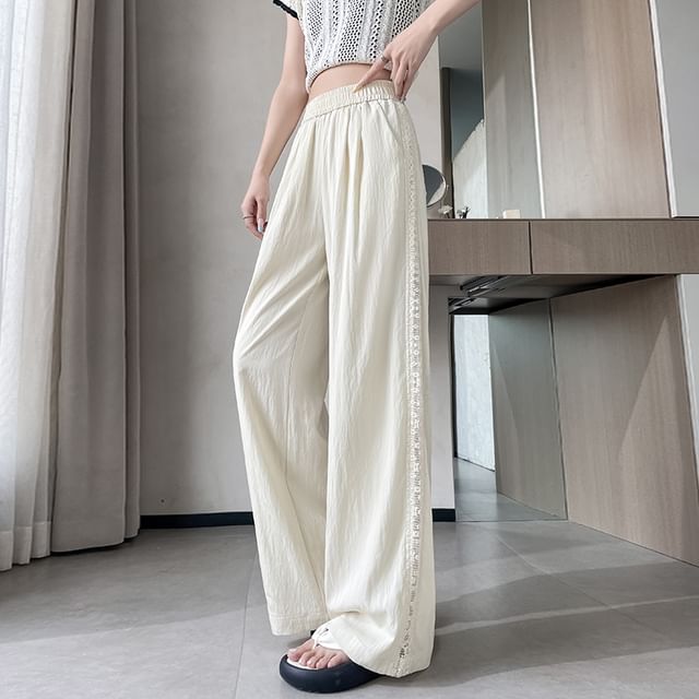High Rise Panel Pants Wide Lace Leg