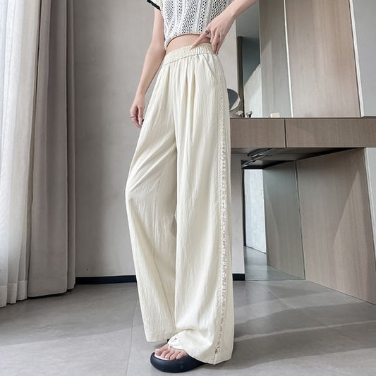 High Rise Panel Pants Wide Lace Leg
