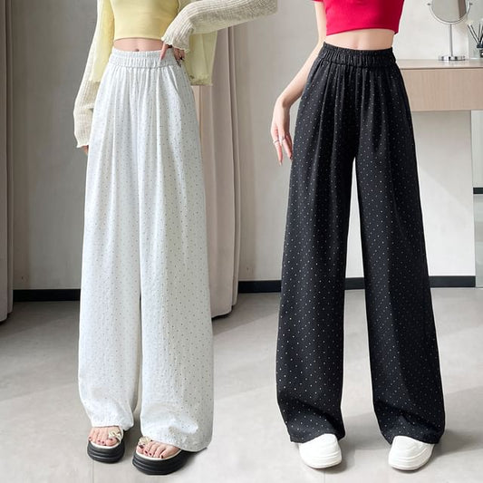 Wide (Various Waist Designs) Leg Pants High Dotted