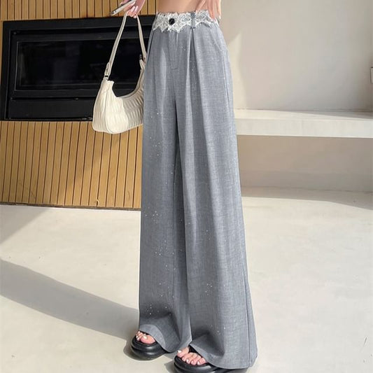 Slacks (Various Glitter High Panel Rise Leg Designs) Wide Lace