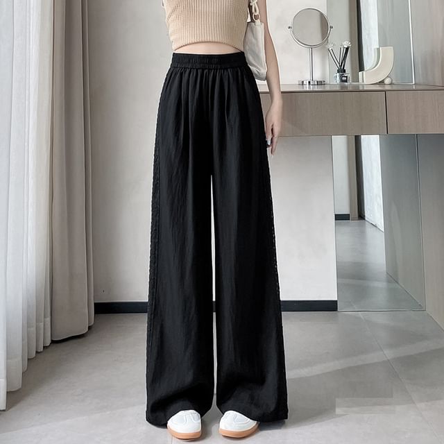 High Rise Panel Pants Wide Lace Leg
