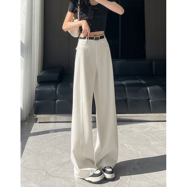 Suit Leg Pants Waist Wide (Various Plain Designs) High