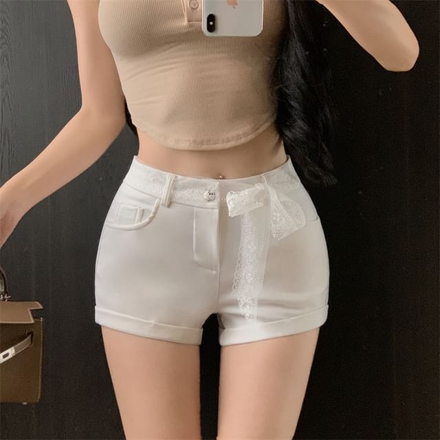 Plain Waist High Hot Pants