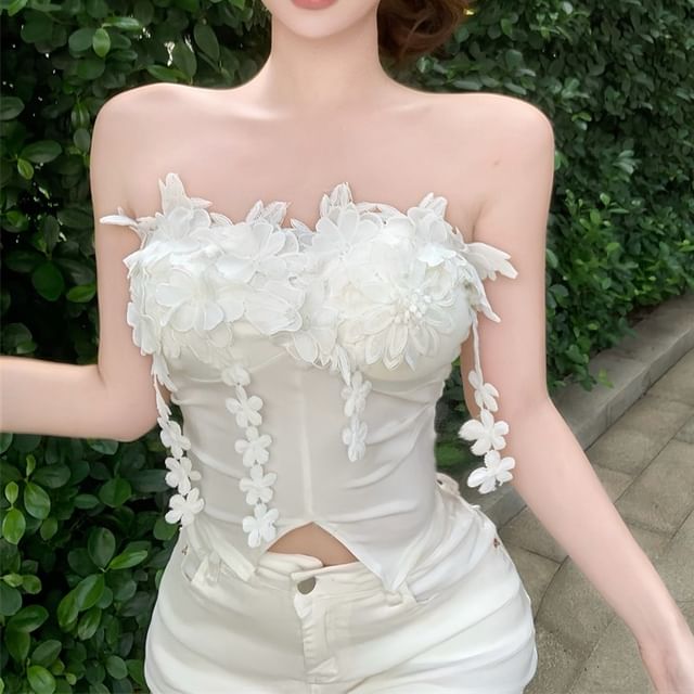 Front-Slit Tube Plain Flower Top Detail