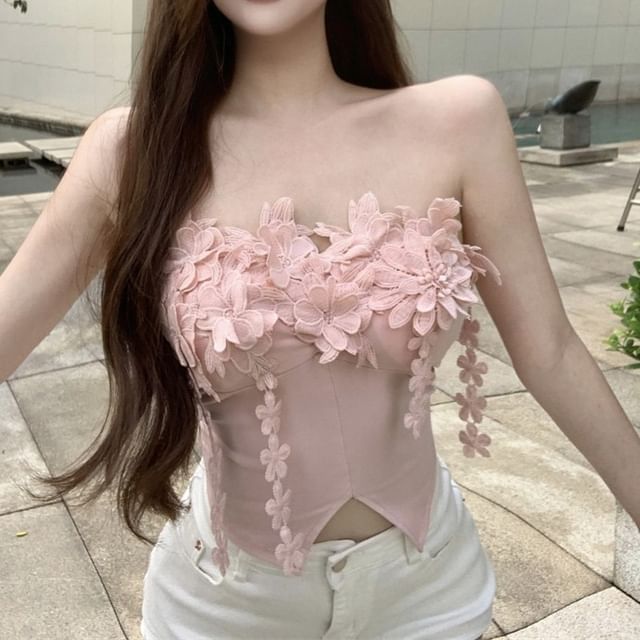 Front-Slit Tube Plain Flower Top Detail