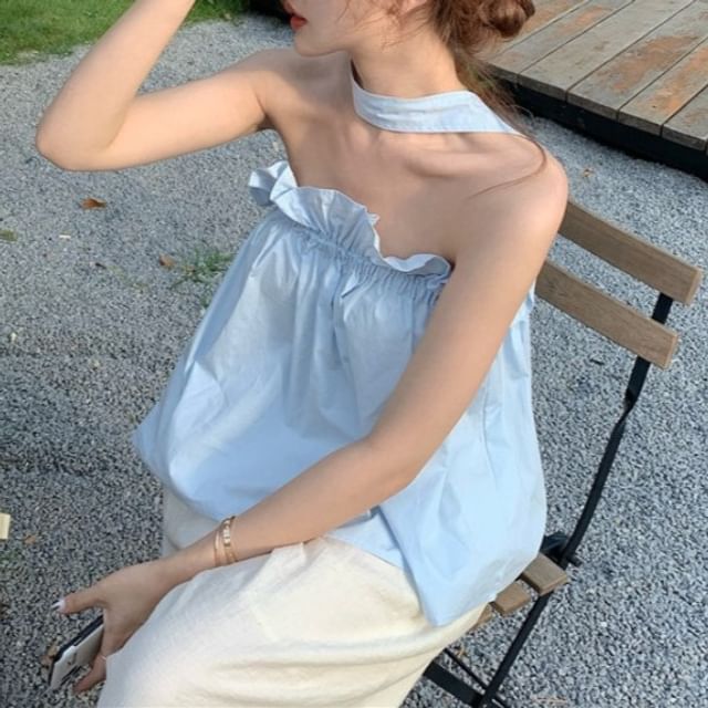 Keyhole Top Balloon Plain Back Camisole Open Ruffled