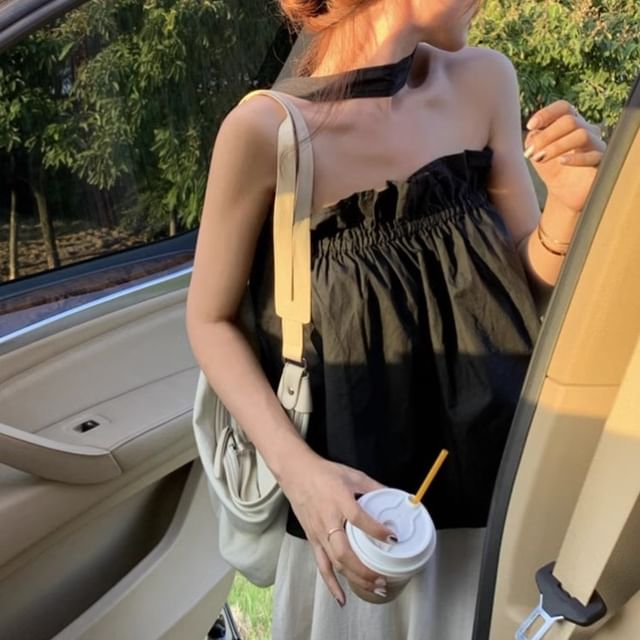 Keyhole Top Balloon Plain Back Camisole Open Ruffled