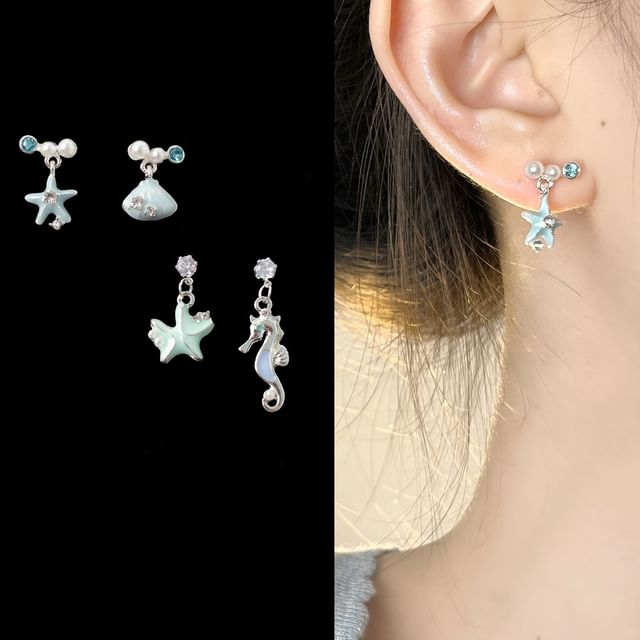 Asymmetrical Star Drop / Clip-On Rhinestone Earring