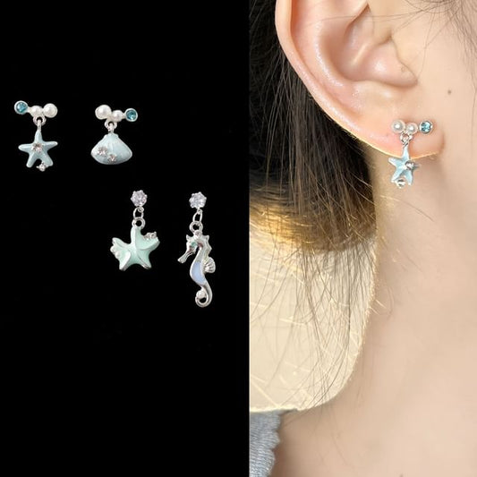 Asymmetrical Star Drop / Clip-On Rhinestone Earring