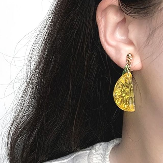 Earring Lemon Clip-On Drop /