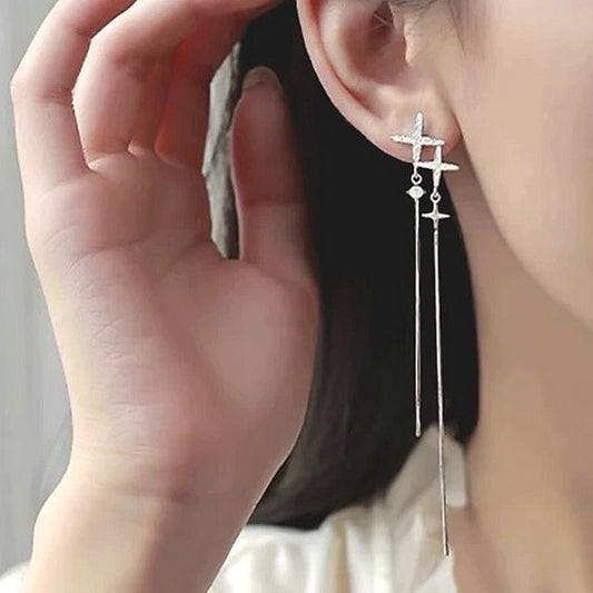 Rhinestone / Star Clip-On Dangle Earring