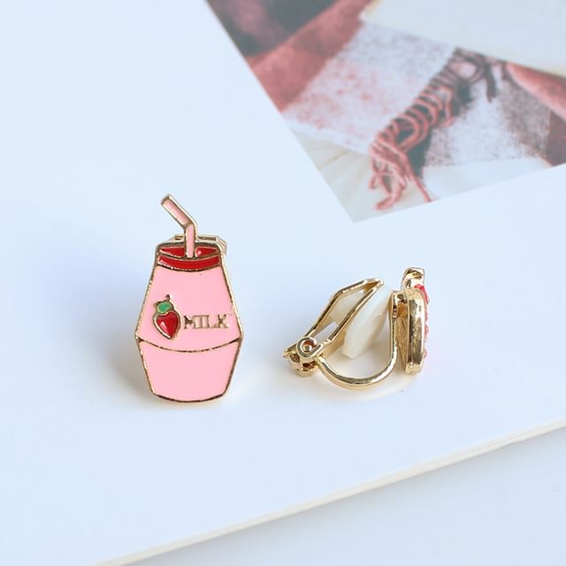 Stud Clip-On / Asymmetrical Fruit Milk Earring