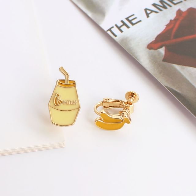 Stud Clip-On / Asymmetrical Fruit Milk Earring