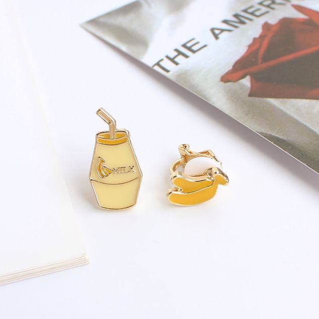 Stud Clip-On / Asymmetrical Fruit Milk Earring