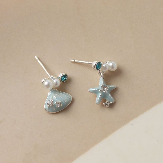 Asymmetrical Star Drop / Clip-On Rhinestone Earring