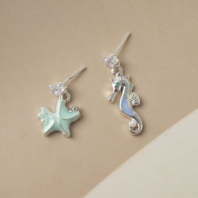 Asymmetrical Star Drop / Clip-On Rhinestone Earring