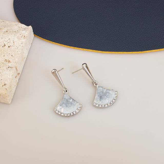 / Drop Clip-On Earring Gingko Rhinestone