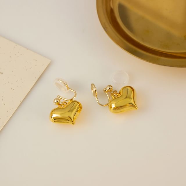 Drop Heart Clip-On Earring /