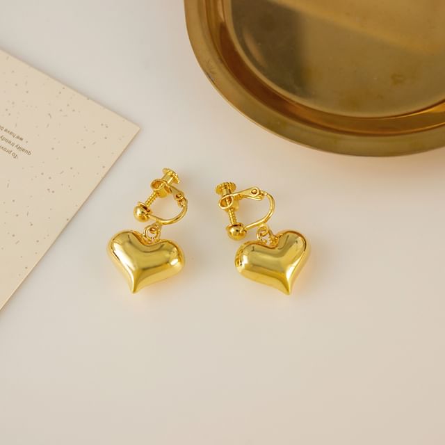 Drop Heart Clip-On Earring /