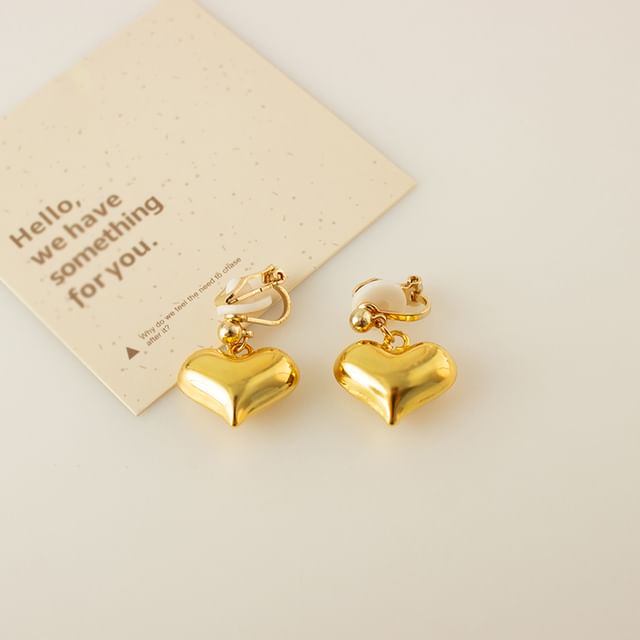 Drop Heart Clip-On Earring /