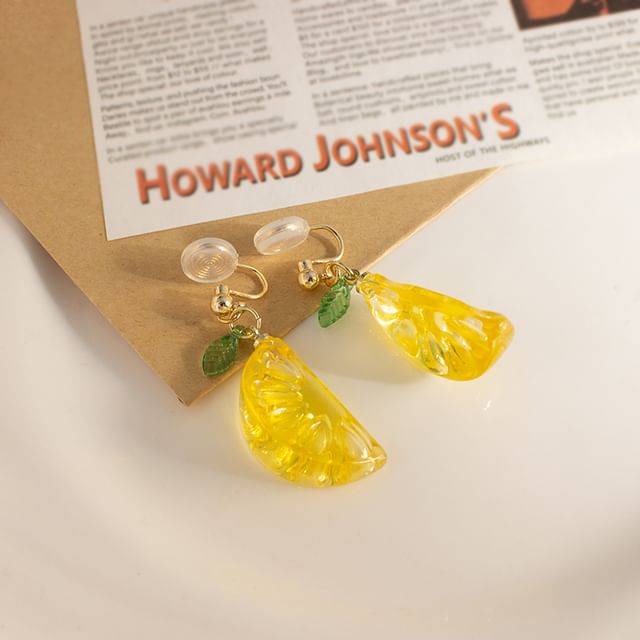 Earring Lemon Clip-On Drop /