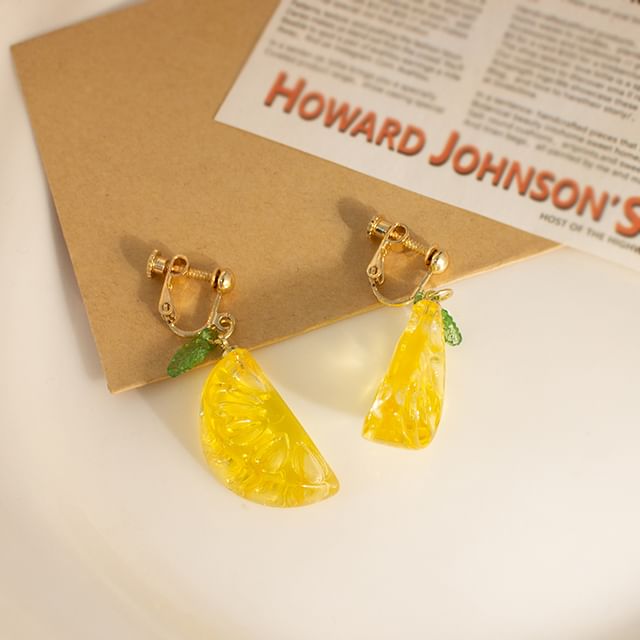 Earring Lemon Clip-On Drop /