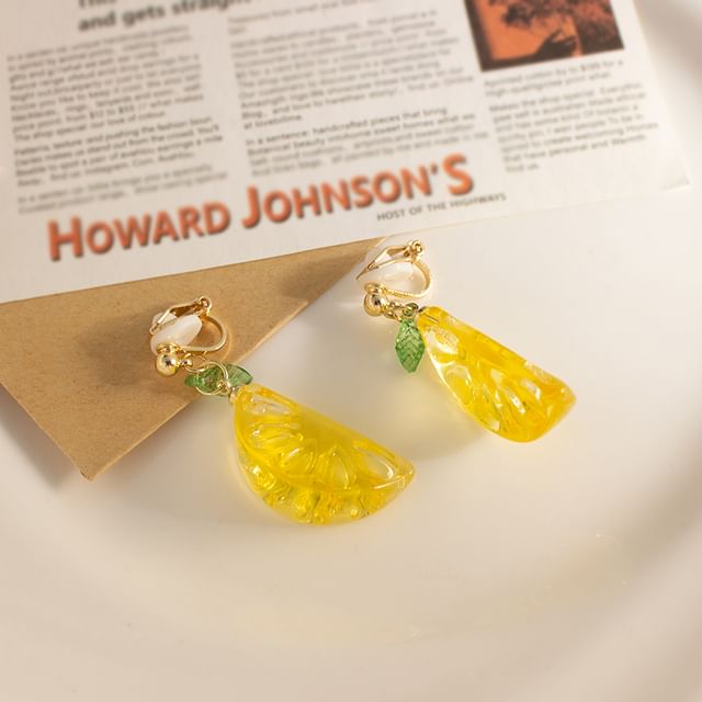 Earring Lemon Clip-On Drop /