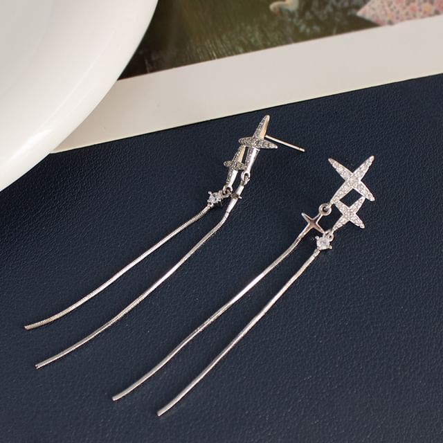 Rhinestone / Star Clip-On Dangle Earring