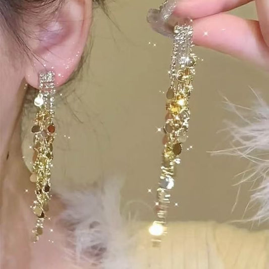 Dangle Rhinestone Tassel Earring Long