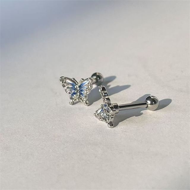 Stud Earring Butterfly Rhinestone