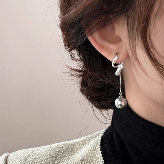 Earring Pearl Dangle Faux Rhinestone