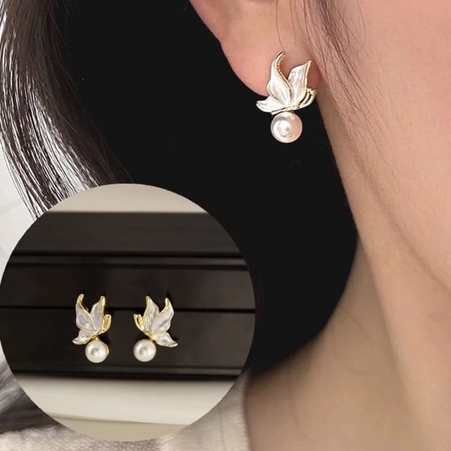 Earring Faux Alloy Butterfly Pearl / Cuff Drop Ear