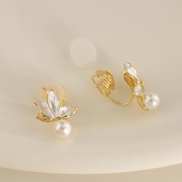 Earring Faux Alloy Butterfly Pearl / Cuff Drop Ear