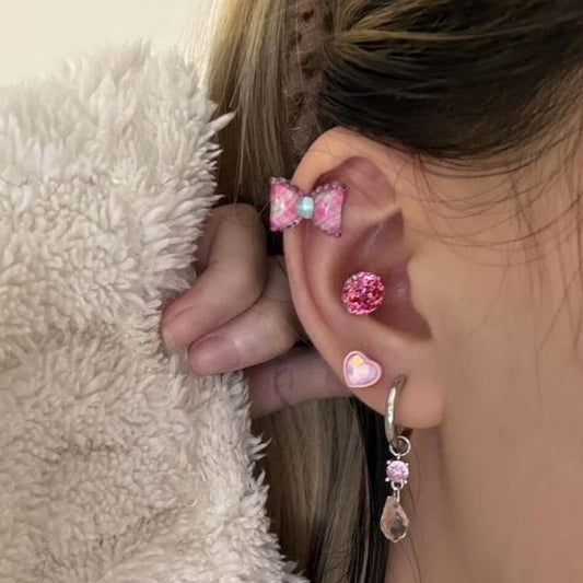 Bow Earring Rose Alloy