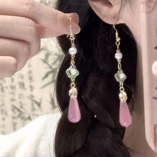 Alloy Dangle Gemstone Earring Pearl Faux