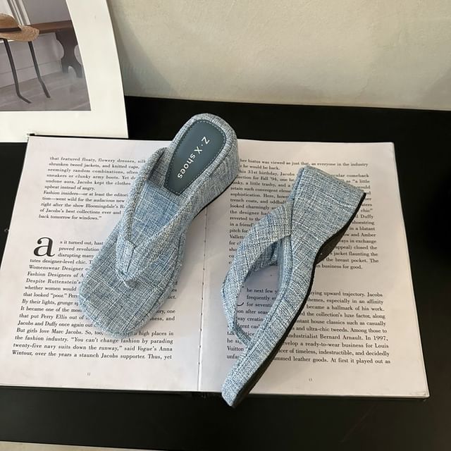 Square Sandals Thong Wedge Toe Heel