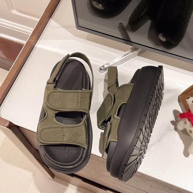 Adhesive Plain Strap Slingback Platform Sandals