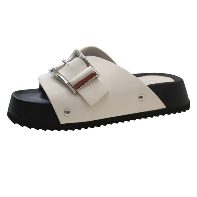 Sandals Buckled Leather Faux Platform