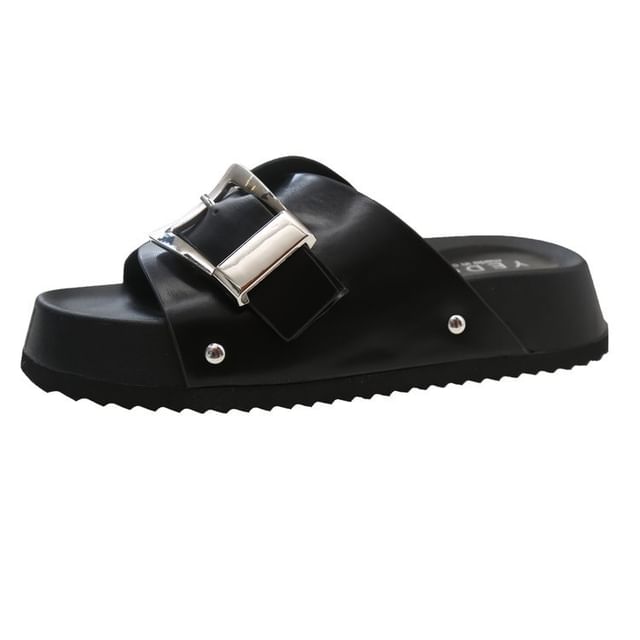 Sandals Buckled Leather Faux Platform