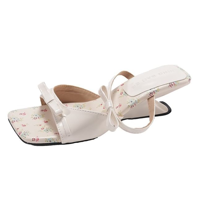Toe Bow Sandals Square Heel Wedge