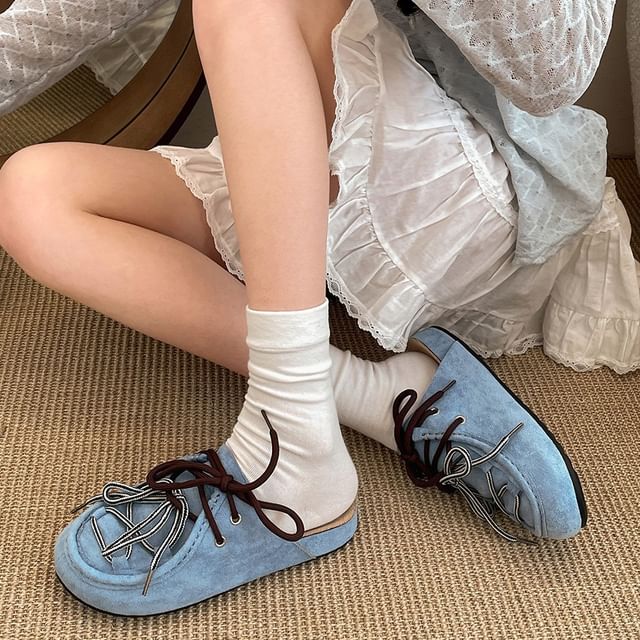 Lace-Up Denim Mules