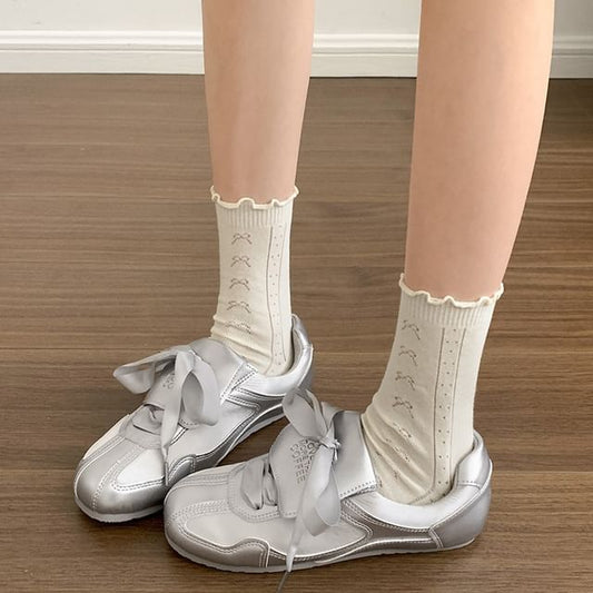 Lettering Balletcore Ribbon Sneakers