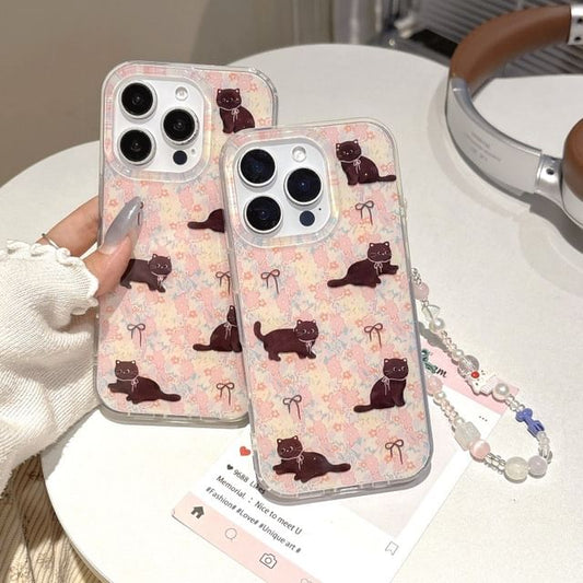 Cat Set Strap Floral Phone Case /
