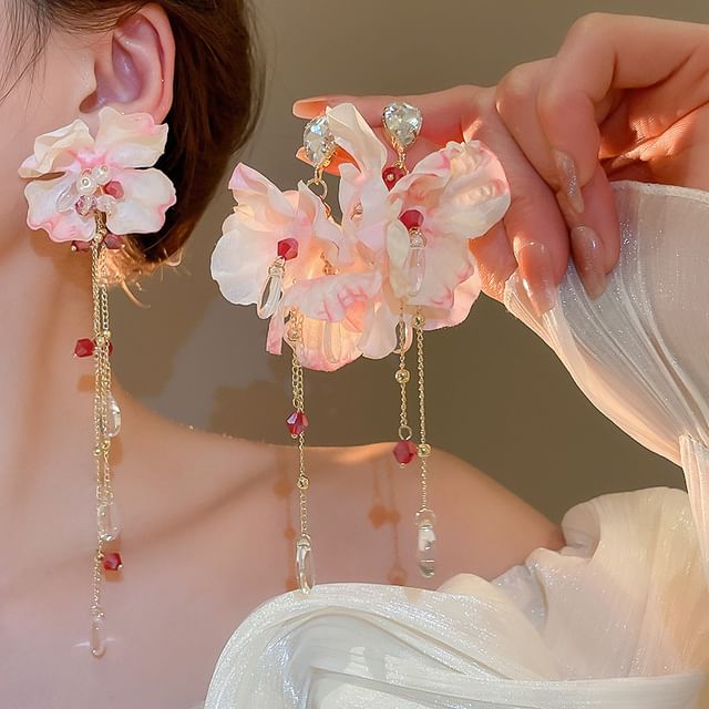 Alloy Floral Designs) Fabric Dangle Earring (Various