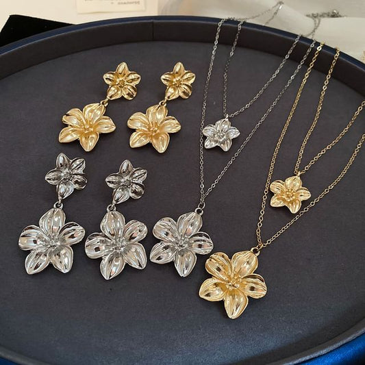 Floral Earring Drop Pendant / Necklace Alloy
