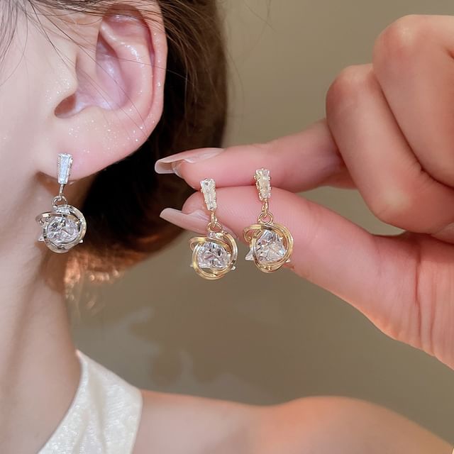 Drop Rhinestone Earring Alloy