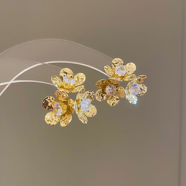 Alloy Floral Earring Rhinestone Statement