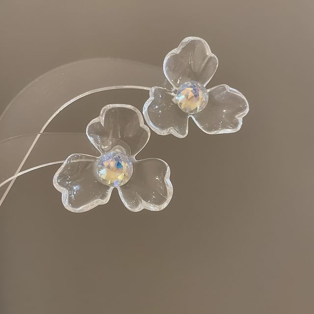 (Various Rhinestone Designs) Floral Acrylic Earring Statement