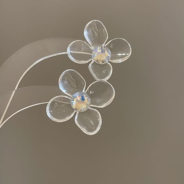 (Various Rhinestone Designs) Floral Acrylic Earring Statement